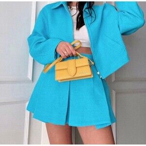 NWT ZARA Mini Skort MEDIUM Pleated Textured Interior Compression Shorts 2987/811